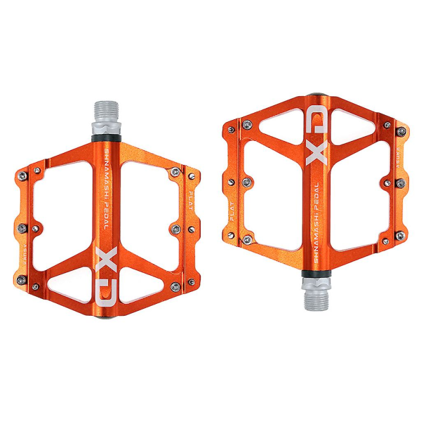 Mtb-polkimet maastopyöräpolkimet leveälaakeroidut tasajalkaiset polkupyörän polkimet Orange
