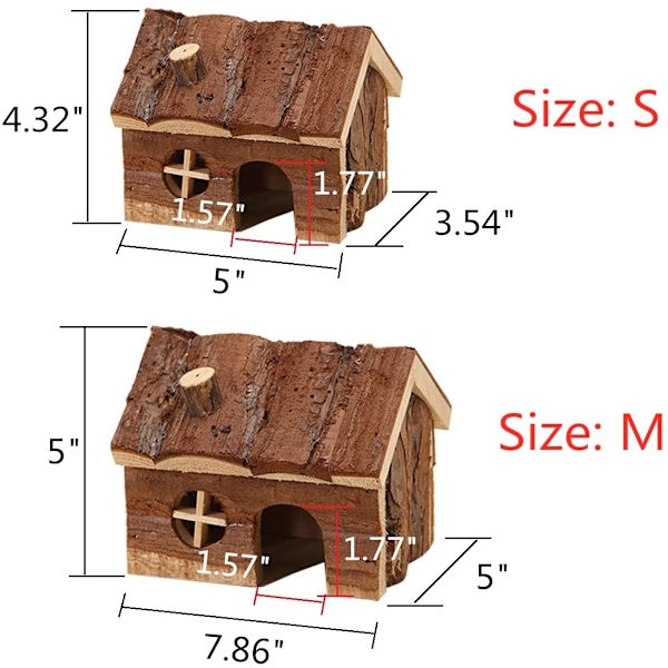 Hamster Log Cabin med skorsten Lille kæledyr gemmested til dværg H