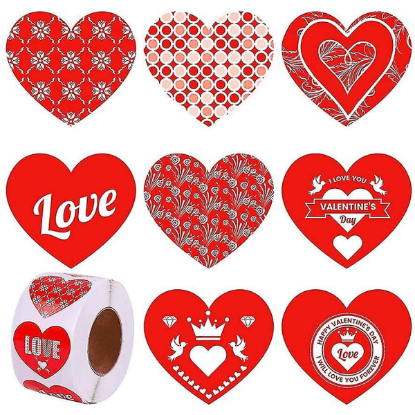 500 stykker hjerteformede klistremerker, Valentinsdag-klistremerker, Craft Heart