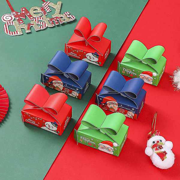Julegodteribokser, 10 stk/sett Christmas Treat Boxess Cupcake Boxes Bag Papir Emballasje Poser Fors Party (grønn)(10 stk @bugu