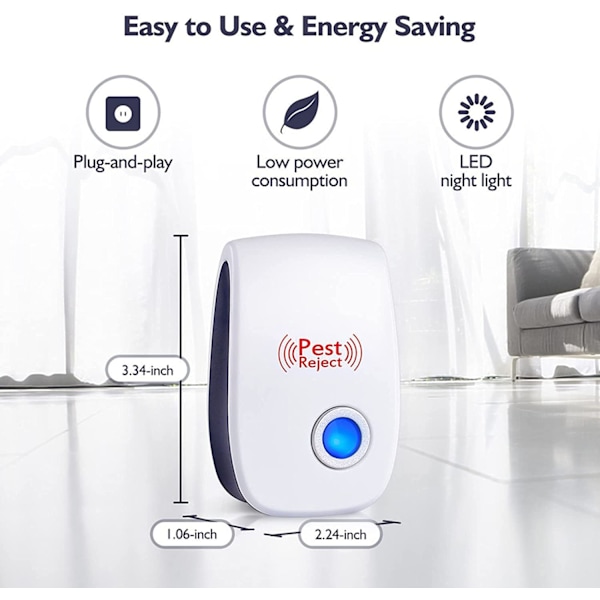 Racsoh UitrašòňIc PēšΤ Rèpěller, Mōuše RepeIIēňt, Electronic Indoor PèšΤ Rêpěllent Plug in (1PC)