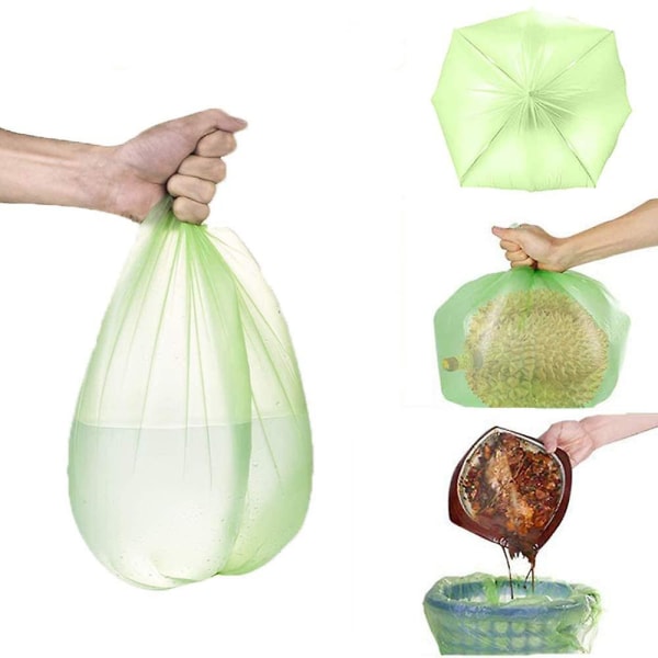 Økologiske affaldsposer - pakke med 100 rivefaste køkkenmadaffaldsposer, komposterbare og biologisk nedbrydelige