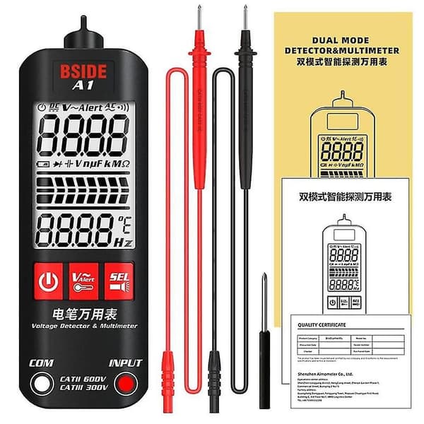 Bside A1 Spændingstester Detektor Multimeter Farvedisplay