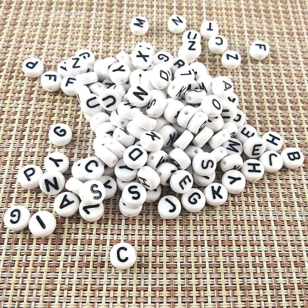 600-delers 7 mm bokstavperler sett - gjør-det-selv akryl alfabetbokstavsylinderperler