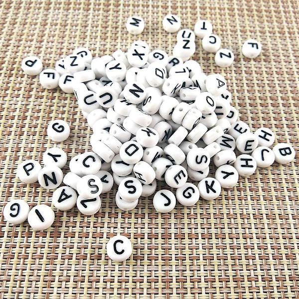 600-styks 7mm Bogstavperler Sæt - DIY Akryl Bogstav Cylinder Perler