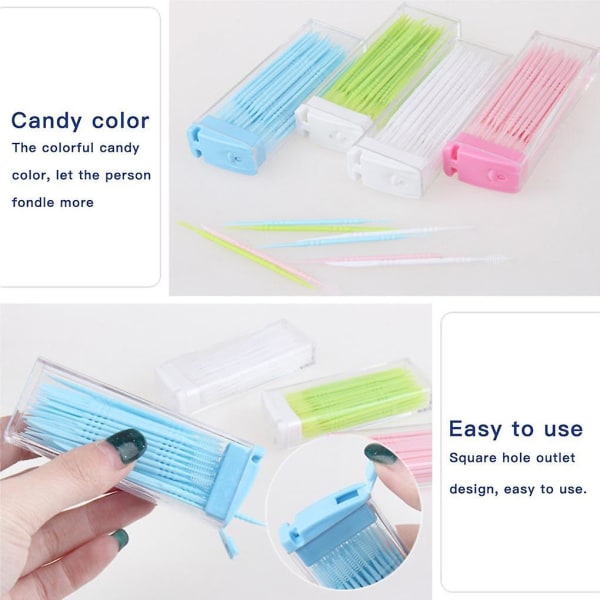 200 stk Dobbeltsidige tannpirkere Plastpinner Portable Oral