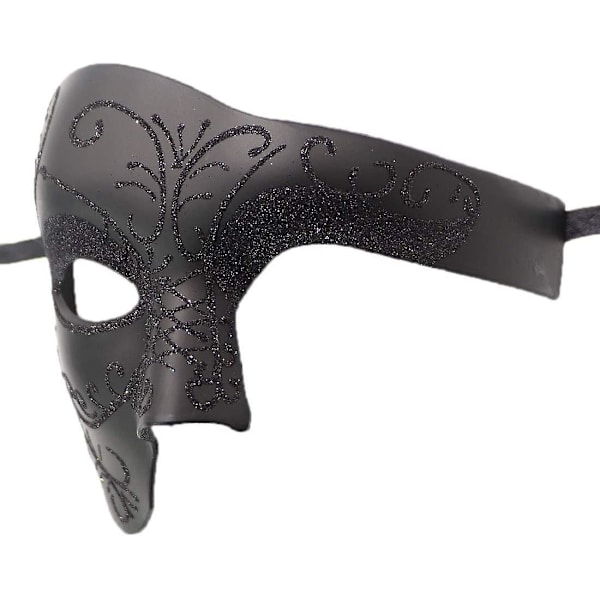 1 st Masquerade Mask Retro Phantom Of The Opera Enögd Halv Ansikts Maskeraddräkt, Halv Ansikts Phantom Mask (mönster Svart)