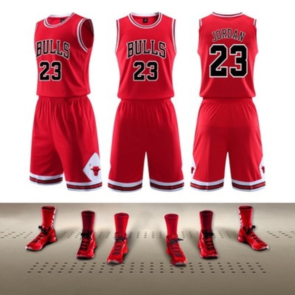 #NBA 22/23 Bulls # 23 Ärmlös tröja Barn Vuxen Basketboll Jersey Set Children (155-160cm)