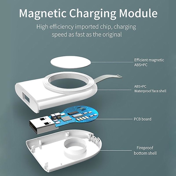 Bærbar trådløs lader for Apple Watch SE 6 5 4 ladestasjon USB ladekabel IWatch Series 5 4 3 magnetisk lader