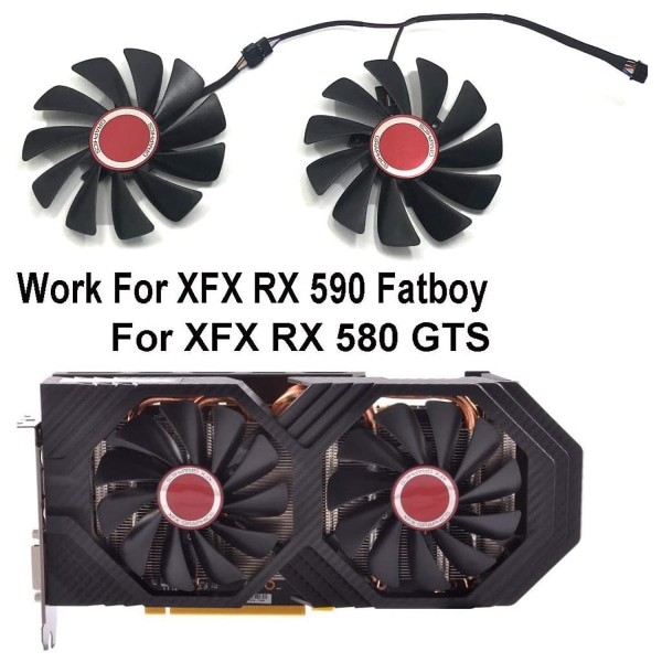 2 stk 95 mm Fdc10u12s9-c Cf1010u12s kjølevifte erstatning for Amd Radeon 580 590 Rx580 Rx590 bildekort