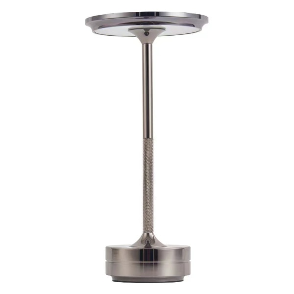 Trådløs bordlampe Dimbar vanntett metall USB oppladbare bordlamper silver