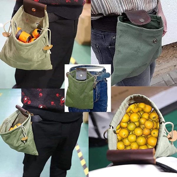 Bushcraft-taske i læder og lærred Upkey taljetaske til kvinder og mænd Bushcraft-taske i læder og lærred Sammenklappelig, voksbehandlet lærredsfoderpose Lærredsbæring