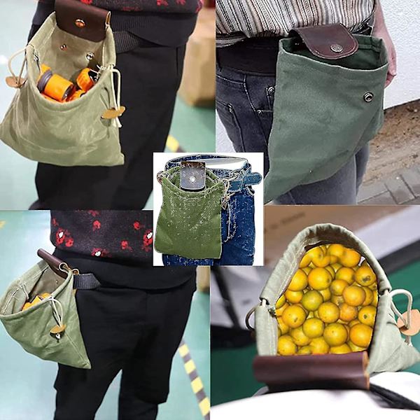 Läder och canvas bushcraft väska Upkey midjeväska kvinnor och män läder och canvas bushcraft väska hopfällbar vaxad canvas foraging väska canvas bärväska