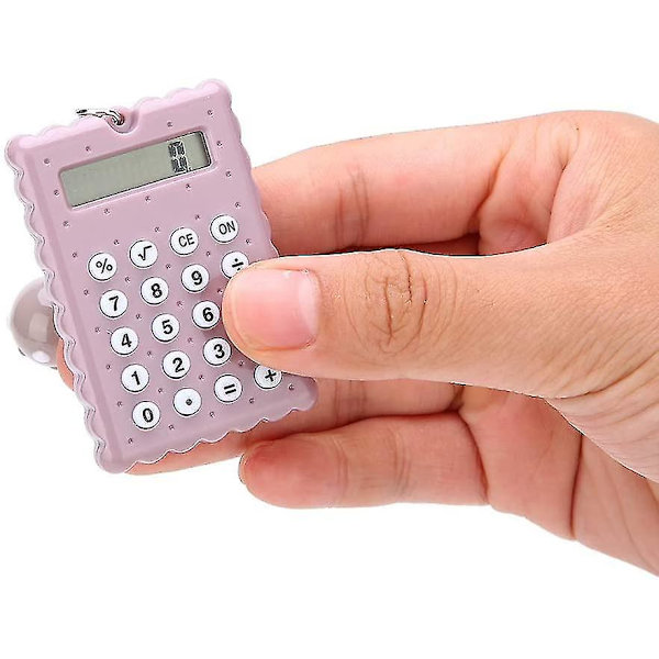 Söt Mini Bärbar Kalkylator, 8-siffrig Mini Fickkalkylator Med Nyckelring - Blå