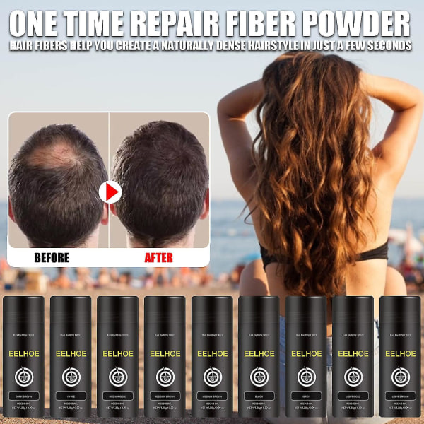 Hårvolumen Fiberpulver Tykt hårpulverspray genopbygger hårgrænsen