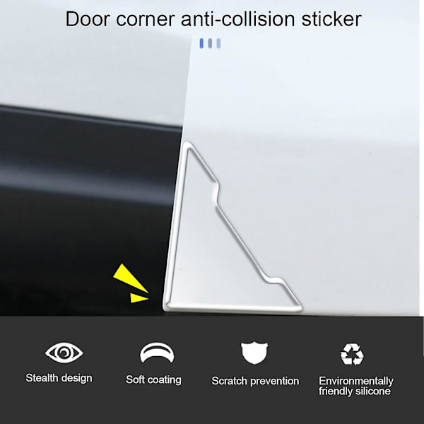 4 stk. Praktiske Anti-Scratch Stickers Bil Dørbeskytter Kantbeskyttelse Skridsikker