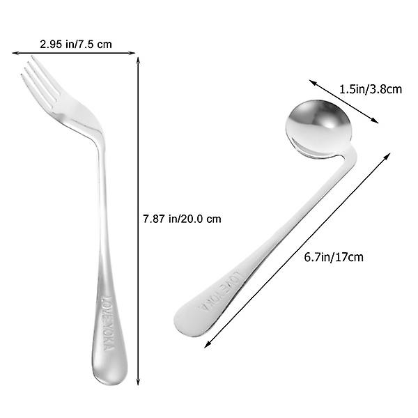 1 set vinklad gaffel sked lätt ergonomisk gaffel sked äta