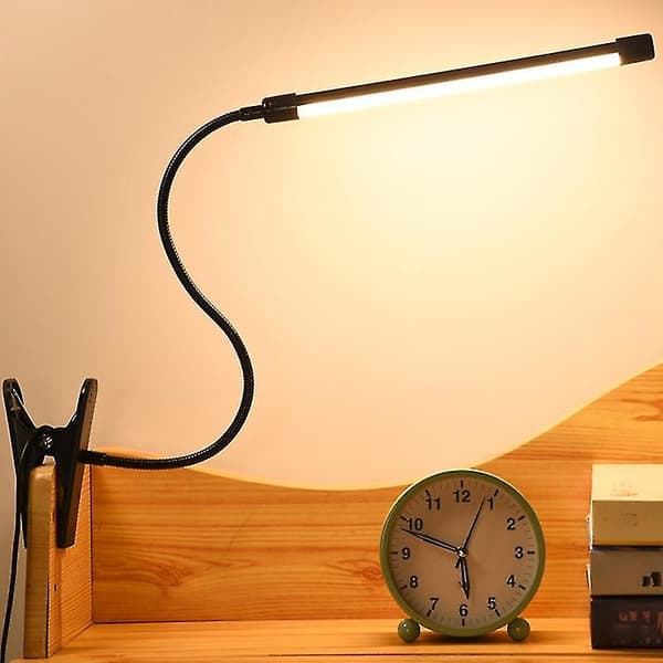 Led-leselampe, skrivebordslampe, 3 modusklipslampe, fleksibel E