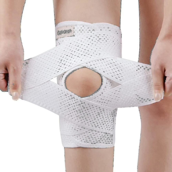 Knee Brace With Side Stabilizer For Meniscus Torn Knee Pain Arthritis Injury Recovery Breathable Adjustable Knee Brace - White