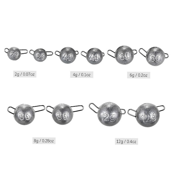 10 st sänkesvikter 2g/4g/6g/8g/12g Terminal Tackle Fiske Tackle Jig Head Bly Sänke