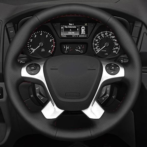 Mjukt svart konstläderhölje för bilratt till Ford Transit Connect Tourneo Custom Grand Tourneo Connect 2014-2020