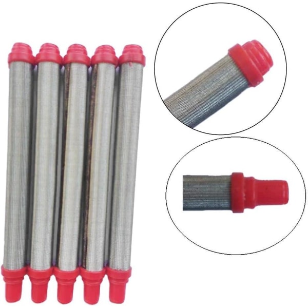5-pakningsnettfilter for Wagner luftløs malingspistol 304 rustfritt stål, rød, 103*10,5 mm