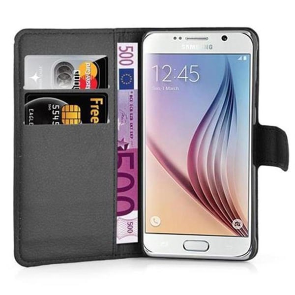 Samsung Galaxy S6 Cover Case Case - med kortpladser og stativfunktion PHANTOM BLACK