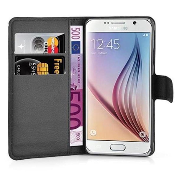 Samsung Galaxy S6 -kotelo - korttipaikoilla ja jalustatoiminnolla PHANTOM BLACK