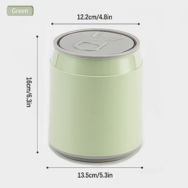Mini-sopbordspapperskorg, papperskorg med trycklock, 1,8 L / 0,48 Gal avfall green