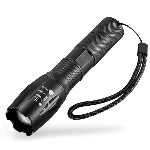Xml-t6 Ultratehokas LED-taskulamppu, jota voidaan käyttää pyöräilyyn tai patikointiin ja 5 eri tilaa mukaan lukien salama, zoomaus ja 500 metrin kantama