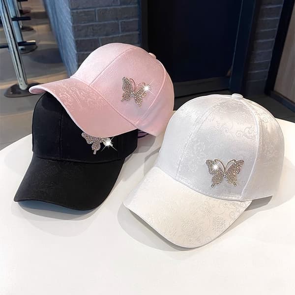 Strassfjäril Baseballkeps Dam Vår Sommar Mångsidig Solhatt Spetsmönstrad Baseballkeps
