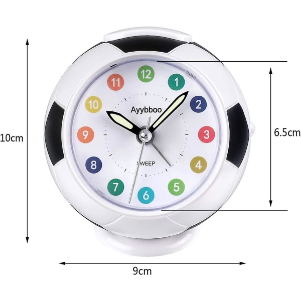 Børnevækkeur Analog Dreng Pige Vækkeur Batteridrevet Vækkeur Fodboldform Lydløs Ikke-tikkende Lysende Snooze Stigende Lyd Alarm Sengetid