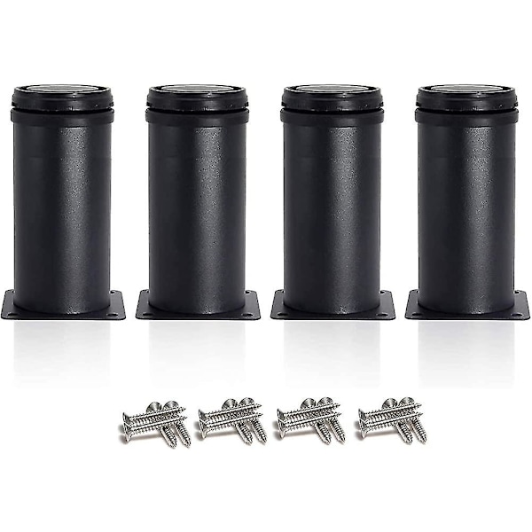 Huonekalujalat 4 Mustaa Säädettävää Jalkaa 120 Mm Korkeus Paksunnetut Kaapin Jalat