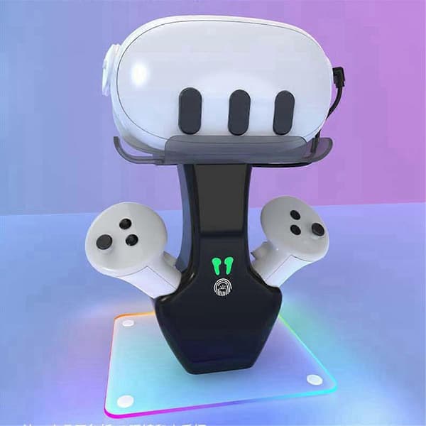 VR Ladestation til 3S/Quest 3 Inkluderer Dock med 2 Genopladelige Batterier til Headset & Controllere