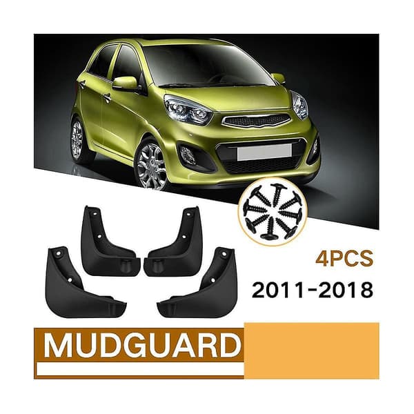 4 stk. Bilskærme til Picanto 2011-2018 Stænklapper Mudderbeskyttelse Tilbehør