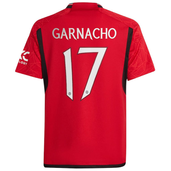 Manchester United Boys Shirt Home Kit 2023/24 VIRALLINEN jalkapallolahja Red Alejandro Garnacho 13-14 Years