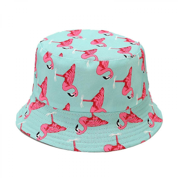 Wekity Söt Hinkhatt Strand Fiskarehattar För Kvinnor, Vändbar Dubbelsidig Unisex (flamingo,ljusblå)