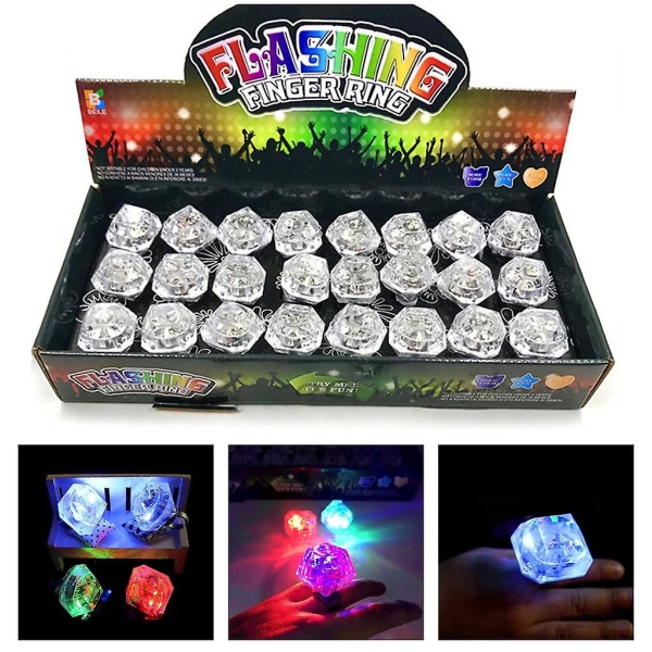 24-delte led ringe lyser op legetøj blinkende led diamantringe Pack Party Favor