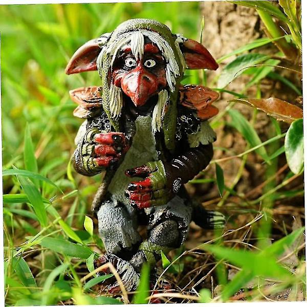 2 stk Halloween Hage Gnome Statue Skummel Krypende Gnome Statue Hage Elf Skulptur Stil 4