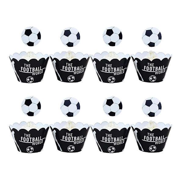 48 stk. Børnedekoration Cupcake Toppers Fodbold Kageindpakning Cupcake Topper Fodbold Bagekopper