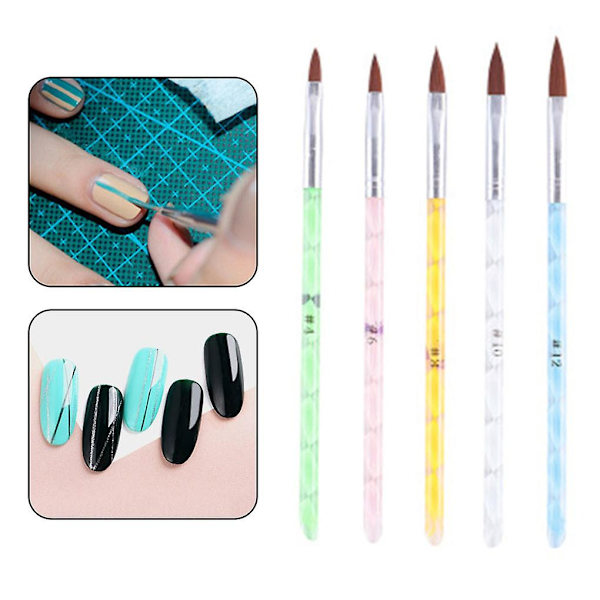 5 stk. DIY Manicure Pen Sæt Akryl Kunst Maling Pensel Sæt Håndtag