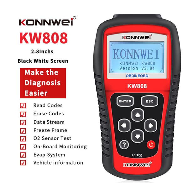 KW808 bil feildiagnostisk instrument deteksjonsdekoder skanner ELM327OBD2AL519