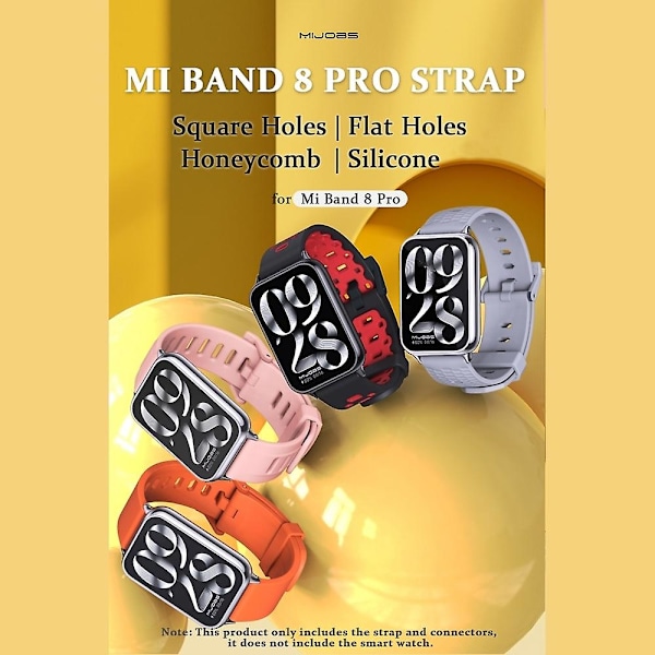 Neliömäiset reiät silikonirannekkeessa Xiaomi Mi Band 8 Pro:lle