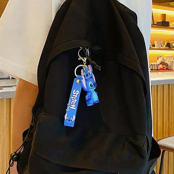 Anime Stitch Nøkkelring Søt Dukke Nøkkelring Mote Par Bag Ornament Blue