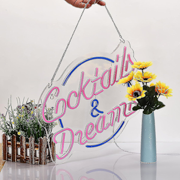 Cocktails And Dreams Neonljusskylt för väggdekoration Neonljusskyltar med dimmer LED Neonljusskyltar Sovrum Ölbar Neonljusskylt Hotellfest Klubb Kontor