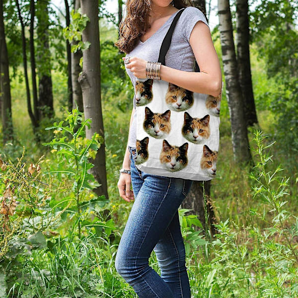 Katt Tote Print Bag - Calico Cat Shopping Axelväska Gåvor