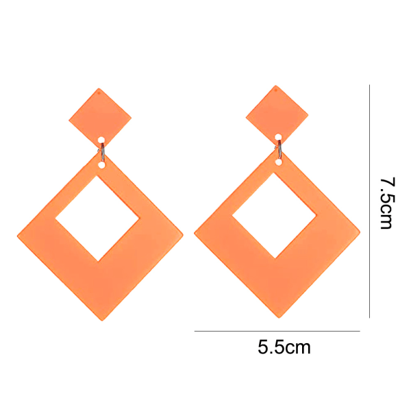 Överdrivna fyrkantiga örhängen för kvinnor orange