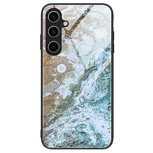 For Samsung Galaxy A15 4G Telefondeksel Marmormønster Herdet Glass Bakdeksel