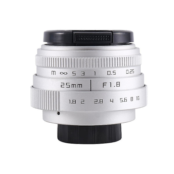 25mm F1.8 -c Tv-objektiv/cctv-objektiv för 16mm C-fäste kamera manuell fokusobjektiv - silver