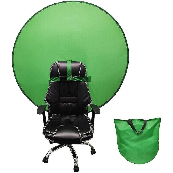 Green screen , green screen skärmstol, hopfällbar bärbar webbkamerabakgrund Chroma Key Grön för videochatt Zoom (diameter 75 cm)